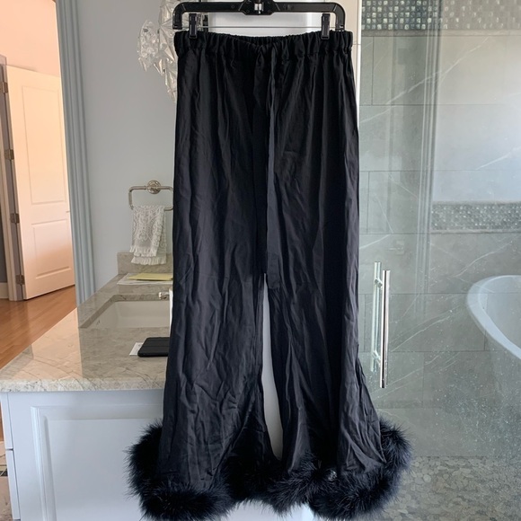 Sleeper Boudoir Feather Trim Flared Trousers - Picture 7 of 12